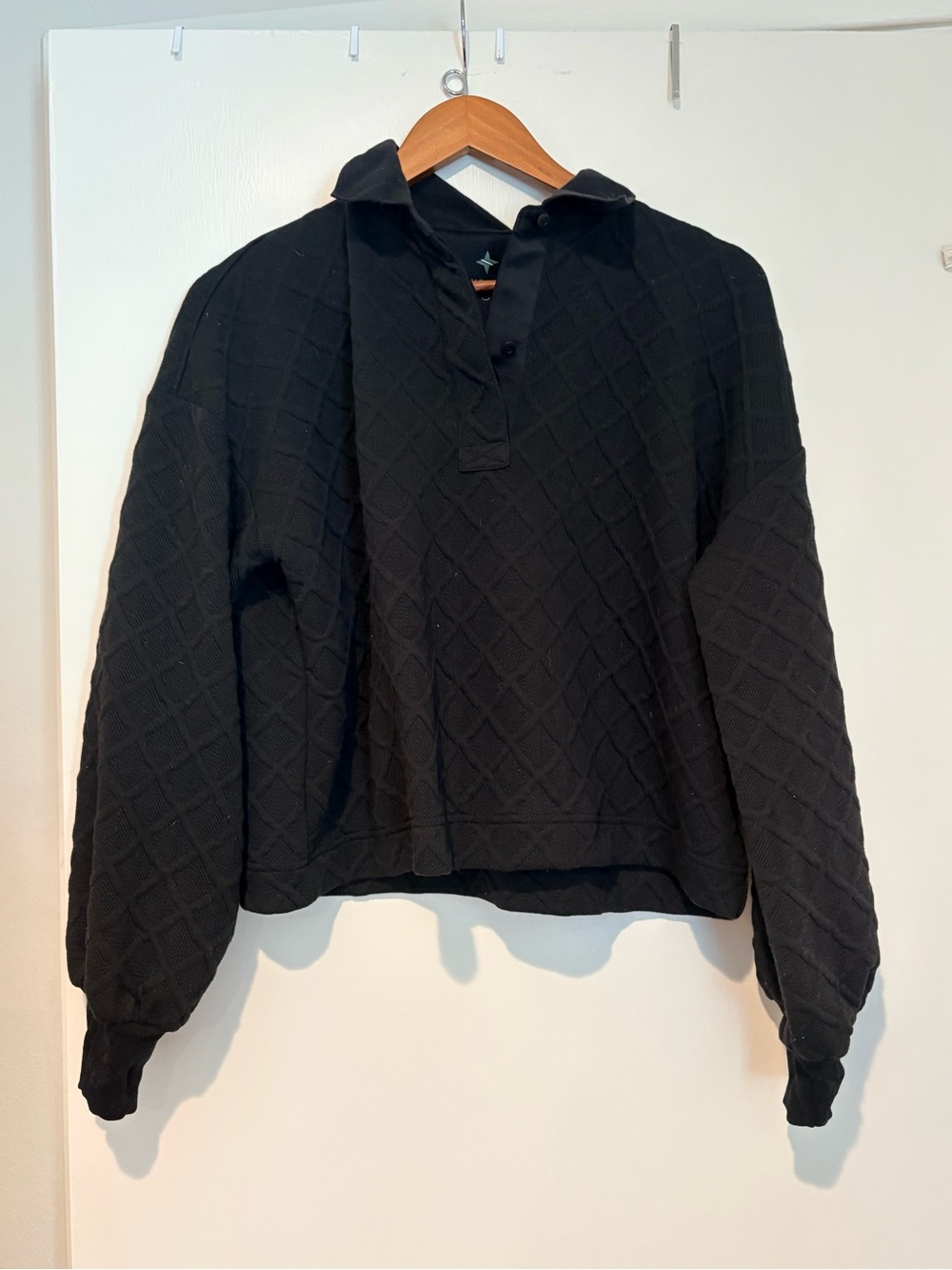 Tuckernuck Black Quilted Polo Sweatshirt - Women's Long Sleeve - Fallon Rugby